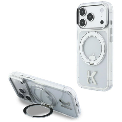 Калъф MagSafe за Apple iPhone 18 Pro Max / 17 Pro Max, Karl Lagerfeld, IML Ring Stand Kameo Metal, Прозрачен