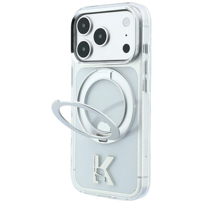 Калъф MagSafe за Apple iPhone 18 Pro Max / 17 Pro Max, Karl Lagerfeld, IML Ring Stand Kameo Metal, Прозрачен