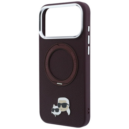 Калъф MagSafe за Apple iPhone 18 Pro Max / 17 Pro Max, Karl Lagerfeld, Ring Stand 360 Karl & Choupette Pin, цвят бордо