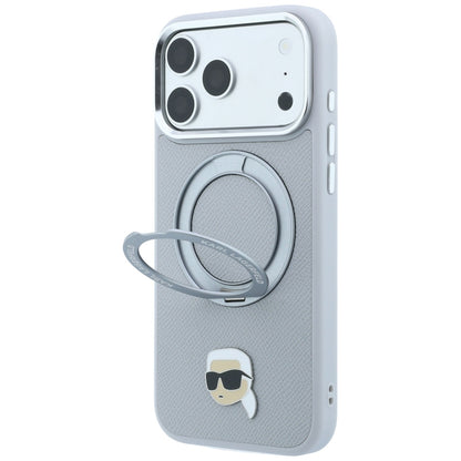 Калъф MagSafe за Apple iPhone 18 Pro Max / 17 Pro Max, Karl Lagerfeld, Ring Stand 360 Karl Pin, сив