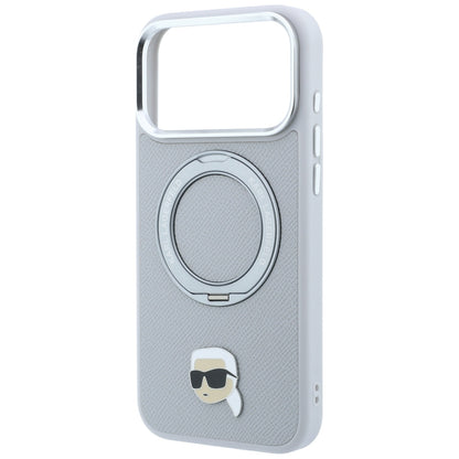 Калъф MagSafe за Apple iPhone 18 Pro Max / 17 Pro Max, Karl Lagerfeld, Ring Stand 360 Karl Pin, сив