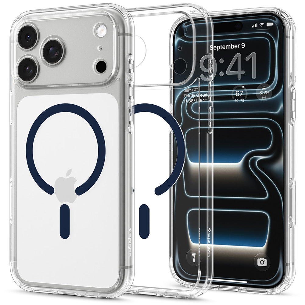 Калъф MagSafe за Apple iPhone 18 Pro Max / 17 Pro Max, Spigen, Ultra Hybrid, Прозрачен Тъмносин ACS12121