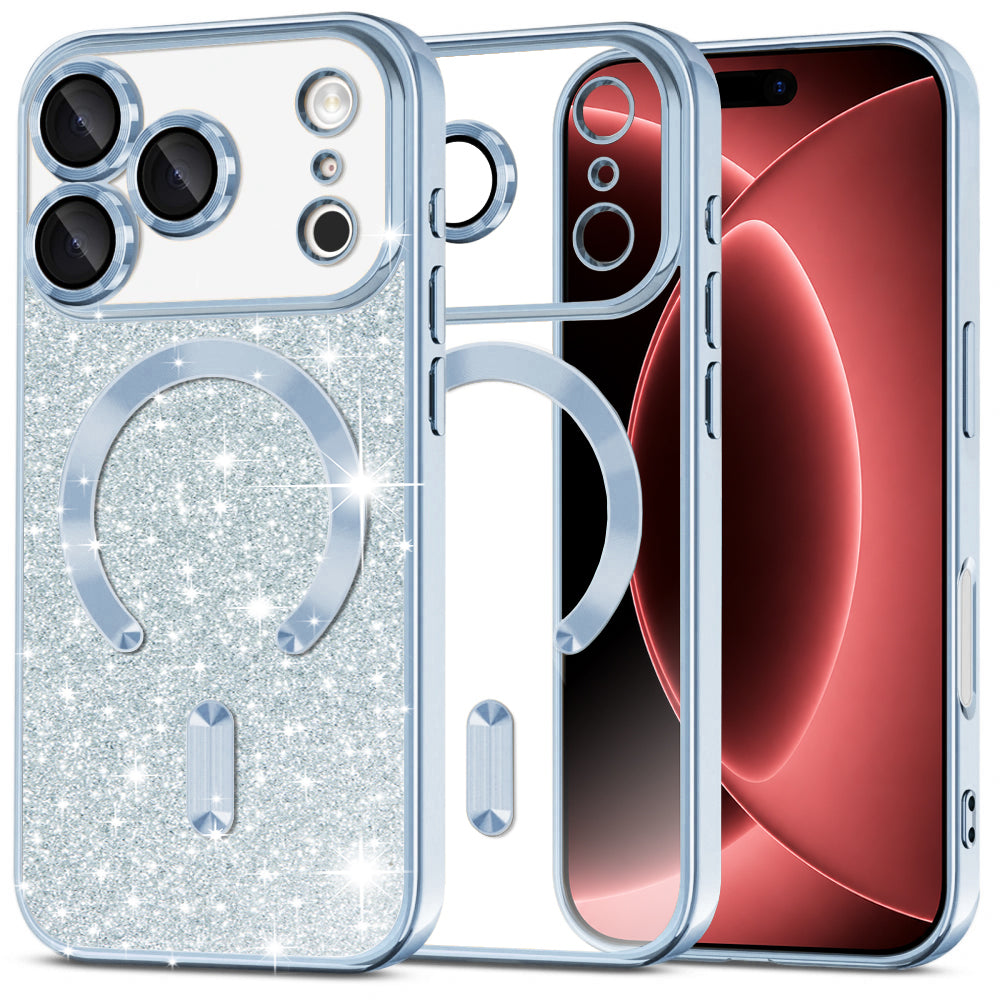 Калъф MagSafe за Apple iPhone 18 Pro Max / 17 Pro Max, Techsuit, Luxury Glitter, Bleu