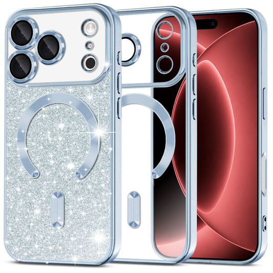 Калъф MagSafe за Apple iPhone 18 Pro Max / 17 Pro Max, Techsuit, Luxury Glitter, Bleu
