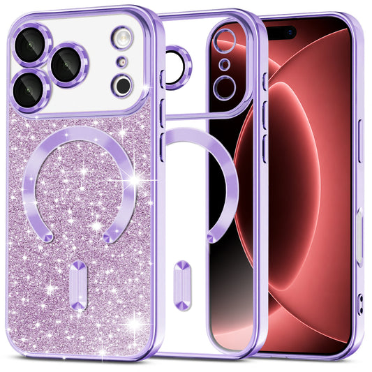 Калъф MagSafe за Apple iPhone 18 Pro Max / 17 Pro Max, Techsuit, Luxury Glitter, Светло лилав