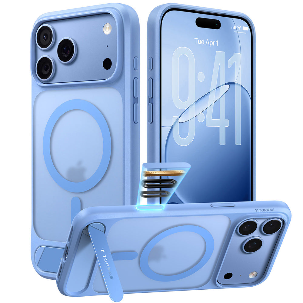 Калъф MagSafe за Apple iPhone 18 Pro Max / 17 Pro Max, Torras, Ostand L1 Guardian, Син