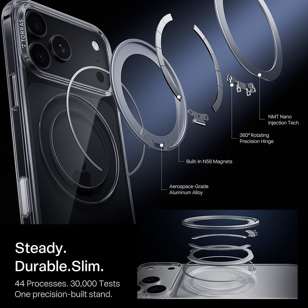 Калъф MagSafe за Apple iPhone 18 Pro Max / 17 Pro Max, Torras, Ostand O1 Guardian, Прозрачен