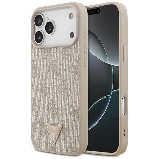 Калъф MagSafe за Apple iPhone 18 Pro Max, Guess, 4G Triangle Strass, Розов