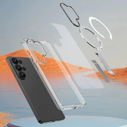 MagSafe Case for Samsung Galaxy S26 S942, Hybrid Armor, X with Stand, Transparent