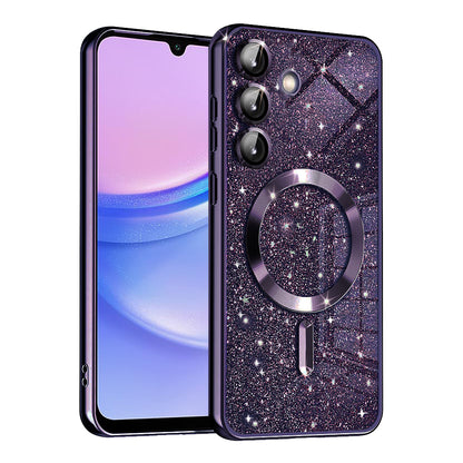Калъф MagSafe за Samsung Galaxy A15 5G A156 / A15 A155, Techsuit, Luxury Glitter, Тъмно лилав