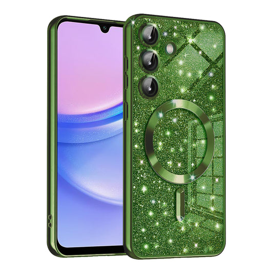 Калъф MagSafe за Samsung Galaxy A15 5G A156 / A15 A155, Techsuit, Luxury Glitter, Тъмнозелен