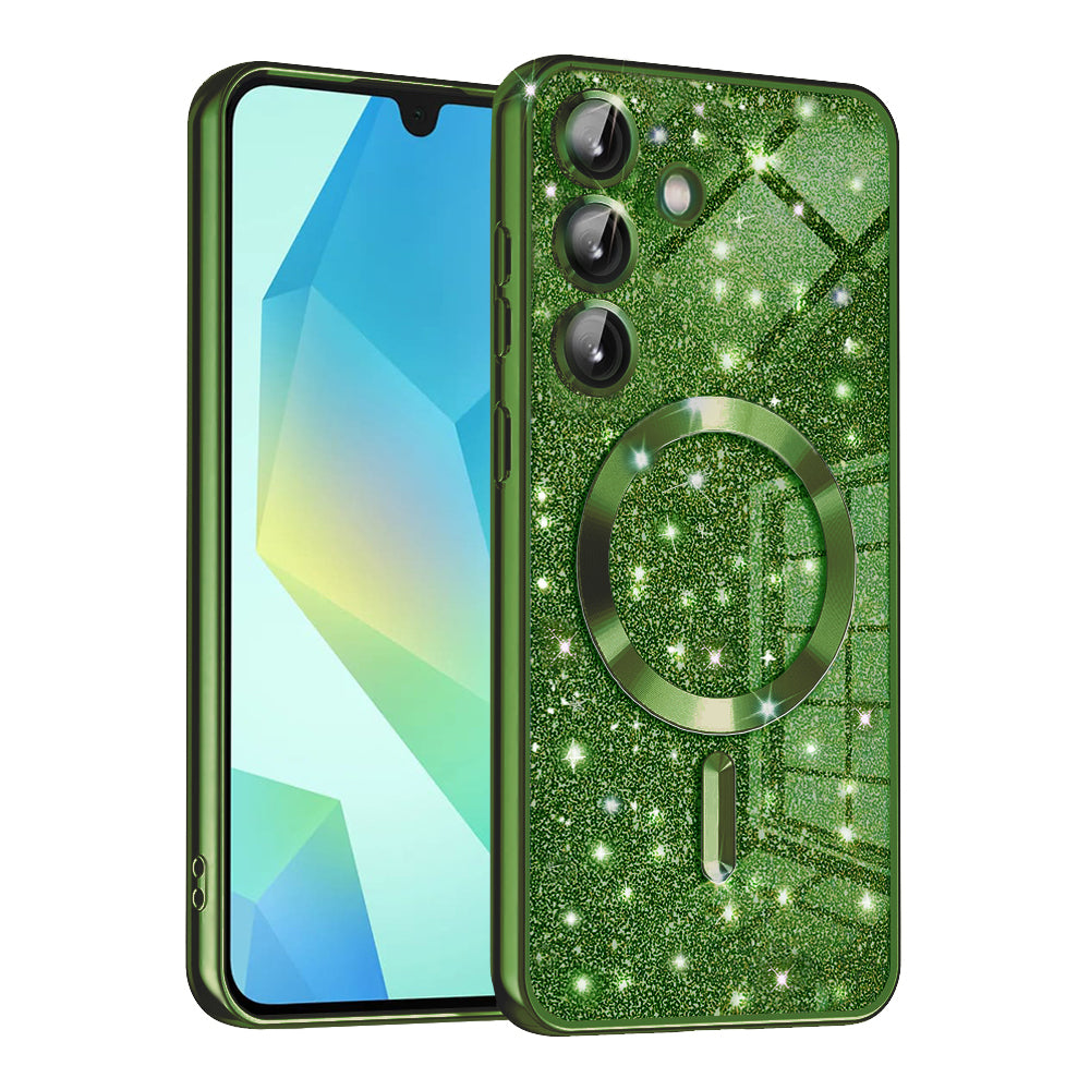 Калъф MagSafe за Samsung Galaxy A16 5G A166 / A16 4G A165, Techsuit, Luxury Glitter, Тъмнозелен