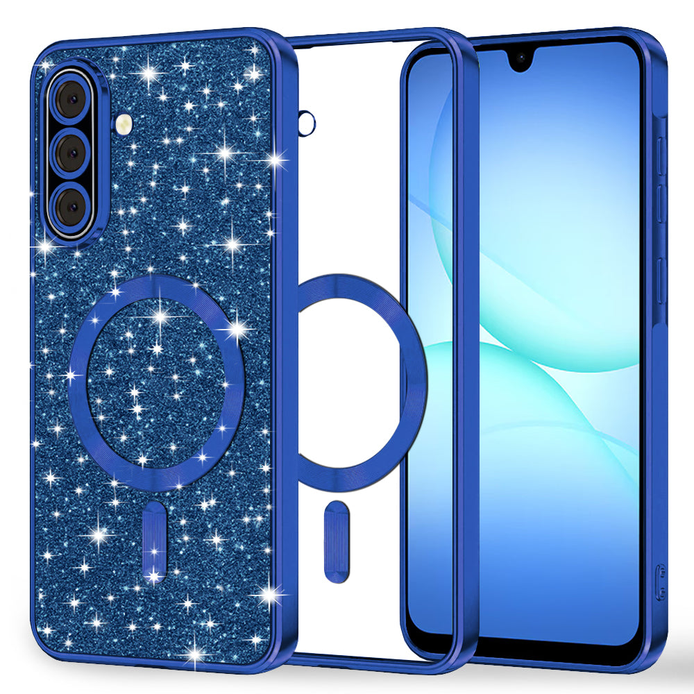 Калъф MagSafe за Samsung Galaxy A17 4G / A17 5G, Techsuit, Luxury Glitter, Тъмносин