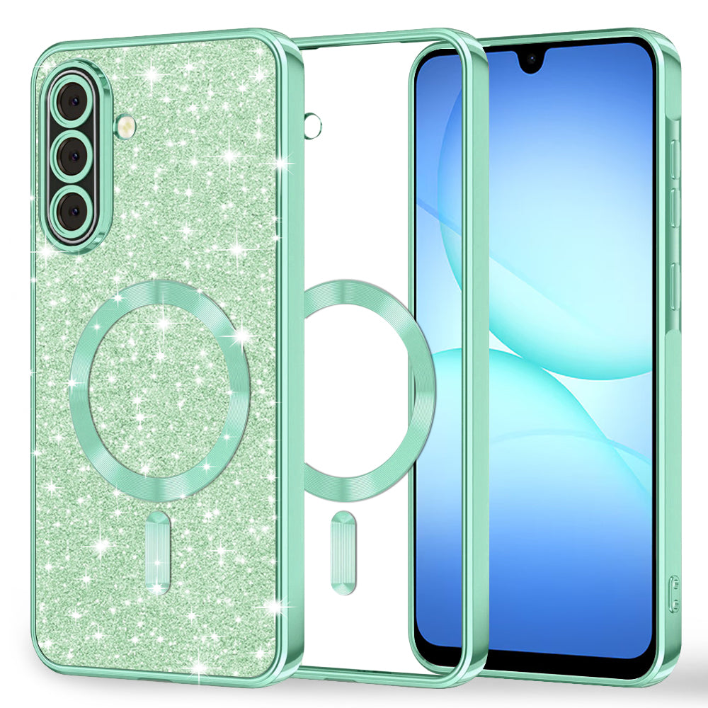 Калъф MagSafe за Samsung Galaxy A17 4G / A17 5G, Techsuit, Luxury Glitter, Светлозелен
