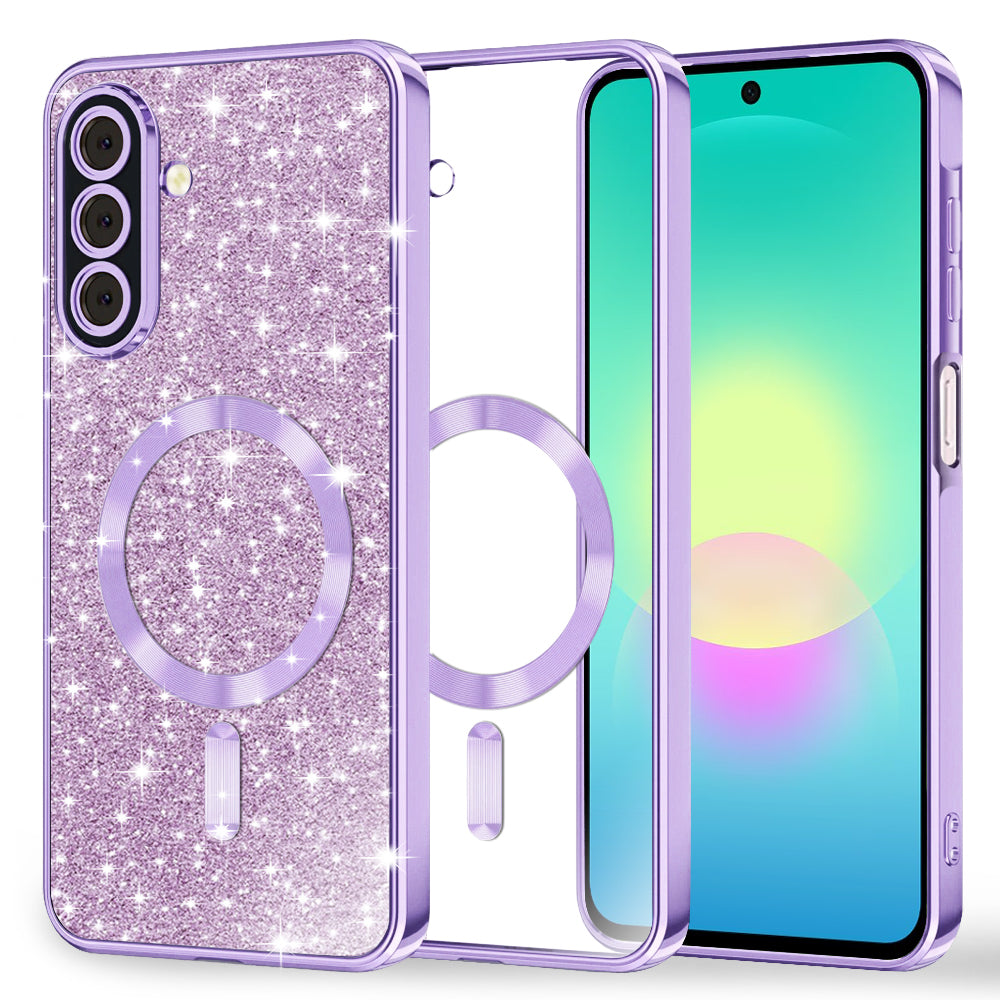 Калъф MagSafe за Samsung Galaxy A27 5G, Techsuit, Luxury Glitter, Светло лилав