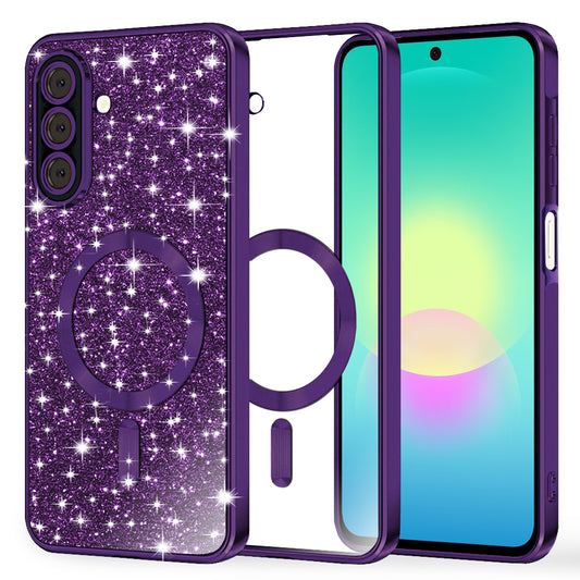 Калъф MagSafe за Samsung Galaxy A27 5G, Techsuit, Luxury Glitter, Тъмно лилав