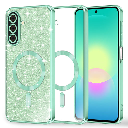 Калъф MagSafe за Samsung Galaxy A27 5G, Techsuit, Luxury Glitter, Светлозелен