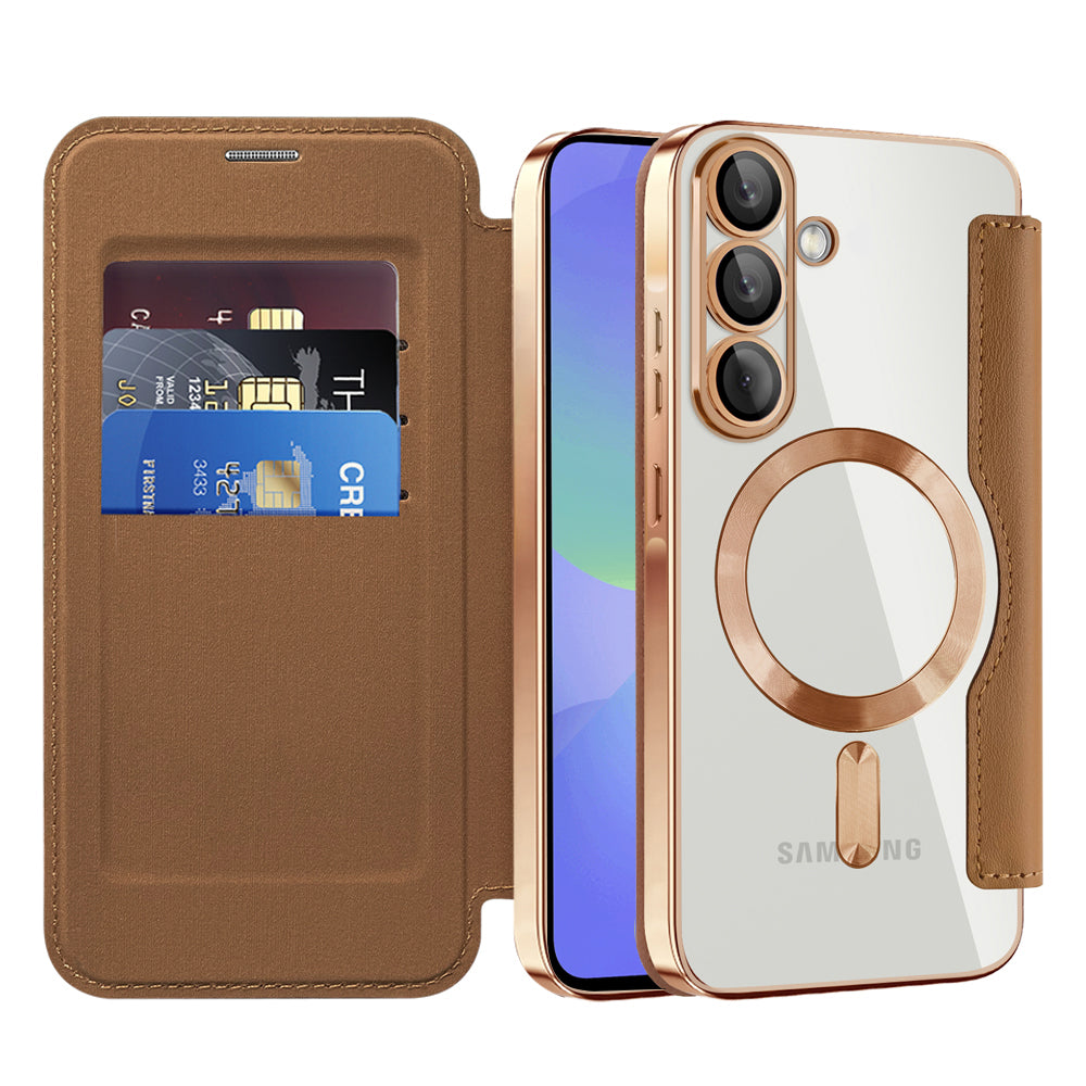 Калъф MagSafe за Samsung Galaxy A36 A366, Techsuit, SmartMag Book, Кафяв