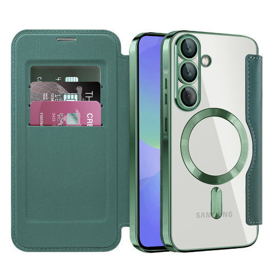 Калъф MagSafe за Samsung Galaxy A36 A366, Techsuit, SmartMag Book, Зелен