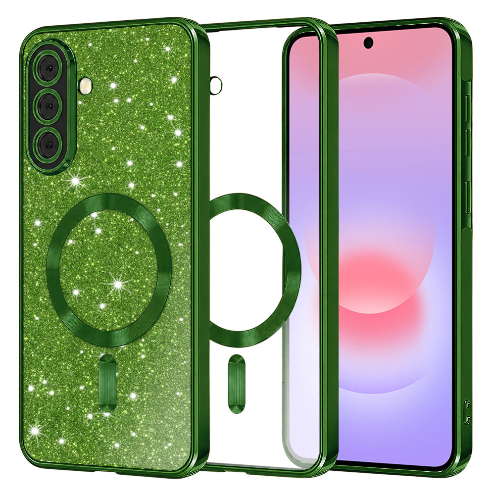 MagSafe Case for Samsung Galaxy A37 5G, Techsuit, Luxury Glitter, Dark Green