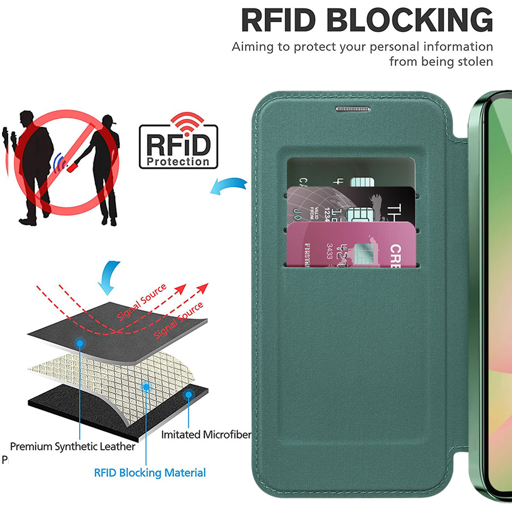 Калъф MagSafe за Samsung Galaxy A37 5G, Techsuit, SmartMag Book, Зелен