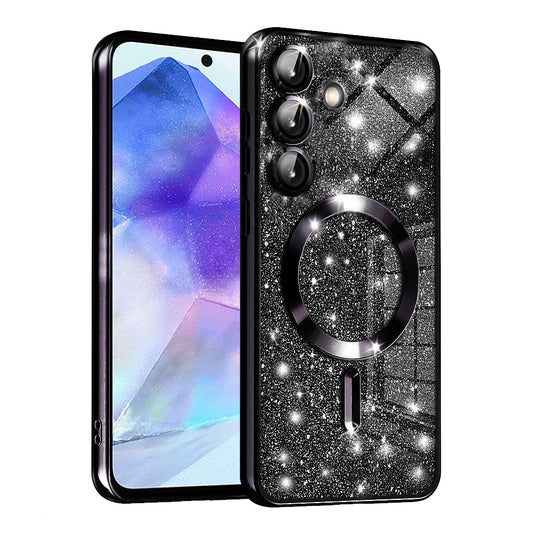 Калъф MagSafe за Samsung Galaxy A55 5G A556, Techsuit, Luxury Glitter, Черен