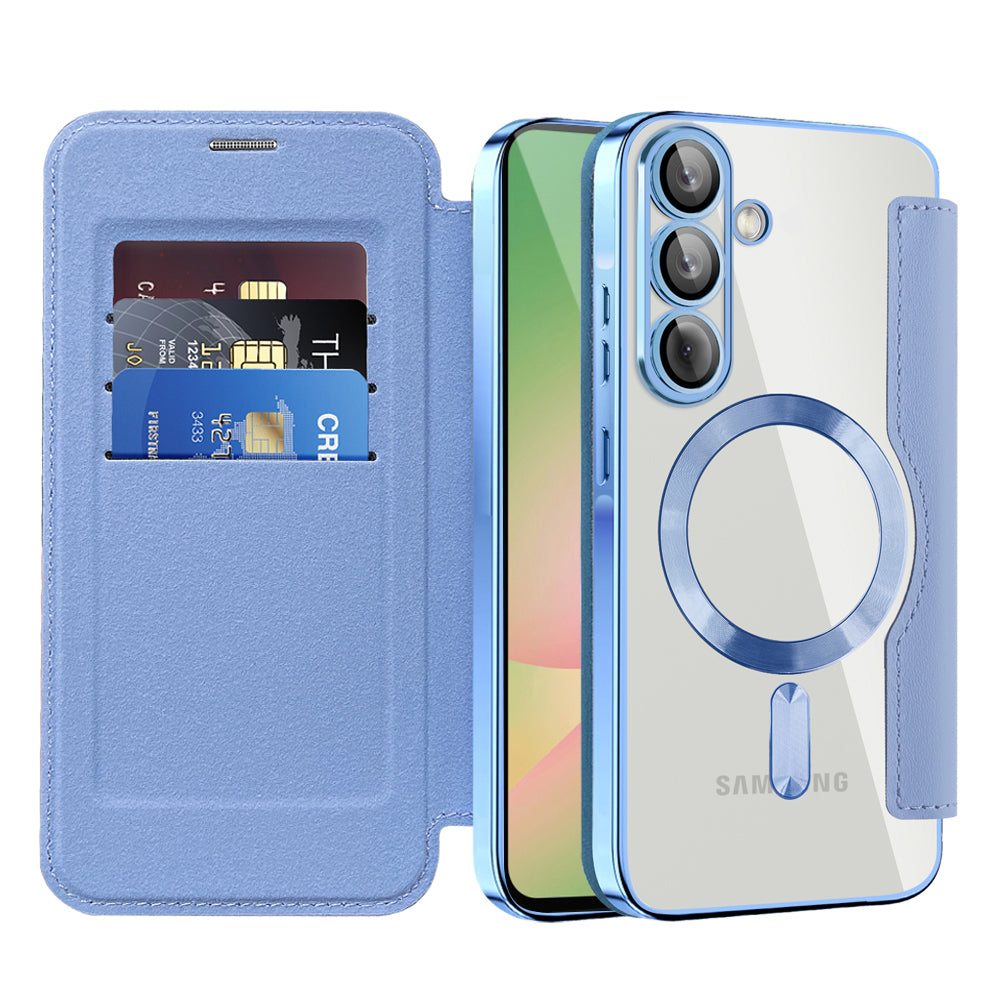 MagSafe Case for Samsung Galaxy A56 A566, Techsuit, SmartMag Book, Blue