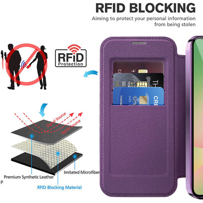 MagSafe Case for Samsung Galaxy A56 A566, Techsuit, SmartMag Book, Purple
