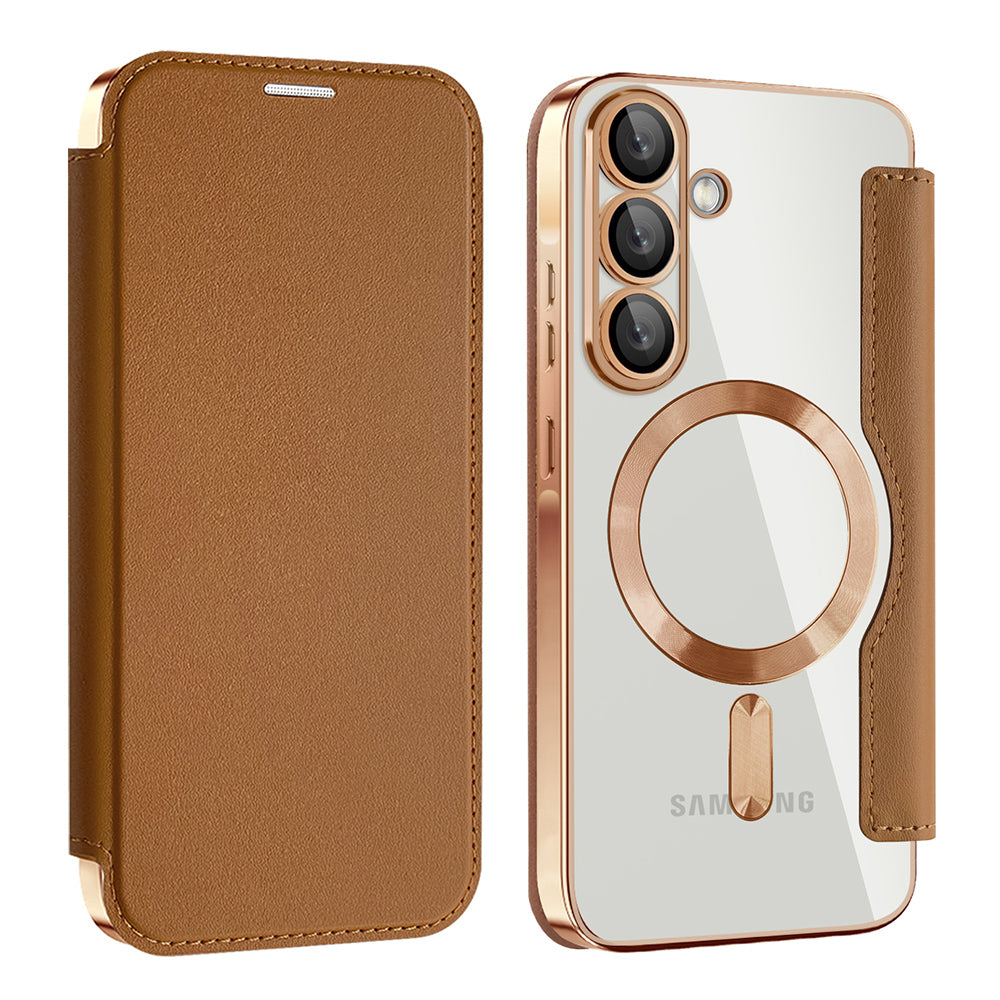 Калъф MagSafe за Samsung Galaxy A57 5G, Techsuit, SmartMag Book, Кафяв