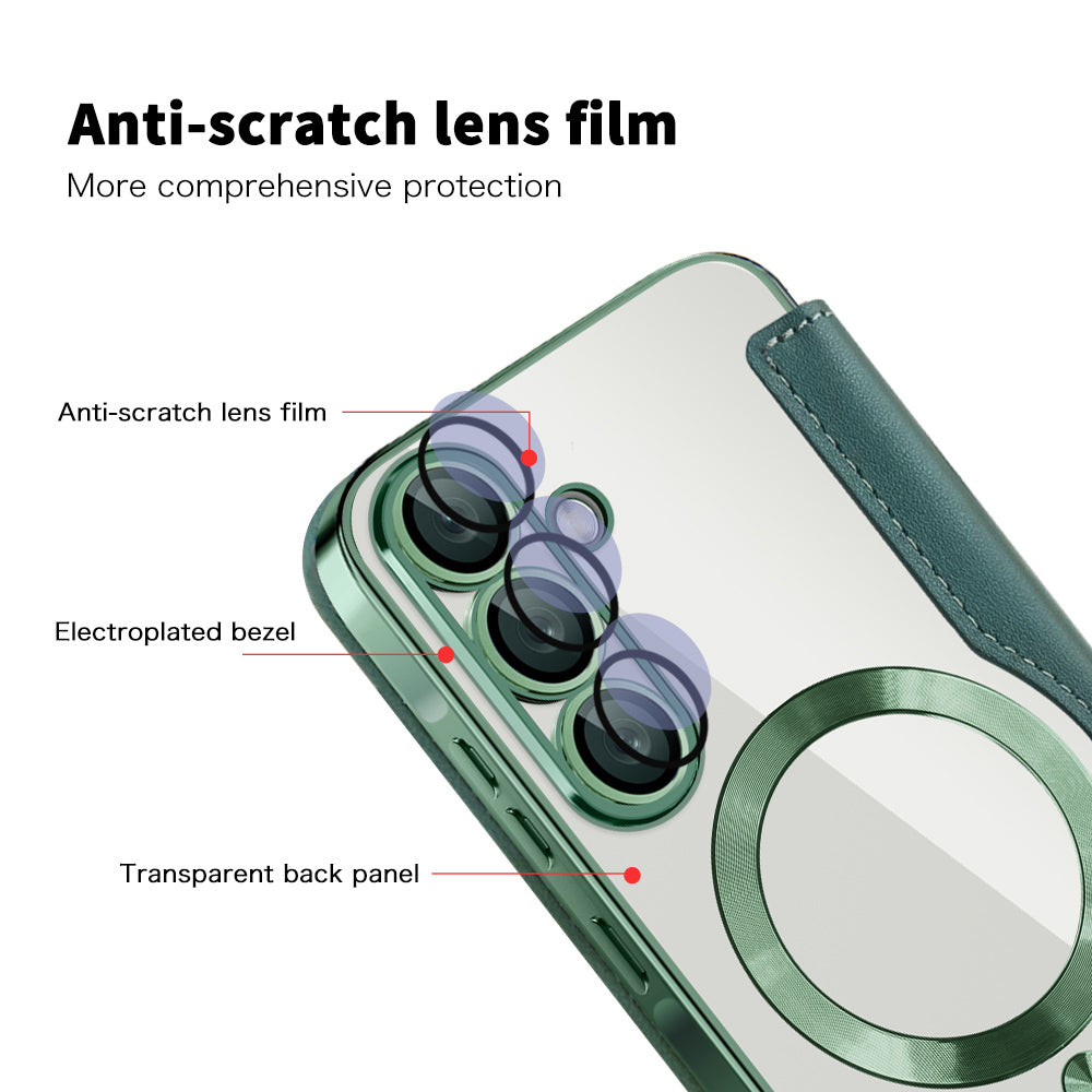 Калъф MagSafe за Samsung Galaxy A57 5G, Techsuit, SmartMag Book, Зелен