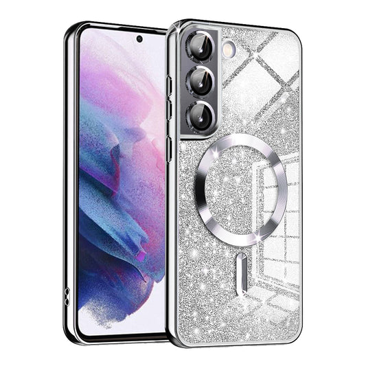Калъф MagSafe за Samsung Galaxy S21 5G G991, Techsuit, Luxury Glitter, Сребрист