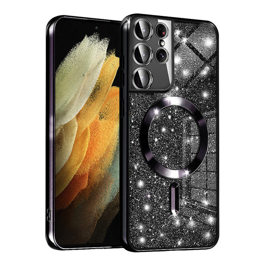 Калъф MagSafe за Samsung Galaxy S21 Ultra 5G G998, Techsuit, Luxury Glitter, Черен