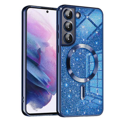 MagSafe Case for Samsung Galaxy S22 5G S901, Techsuit, Luxury Glitter, Dark Blue