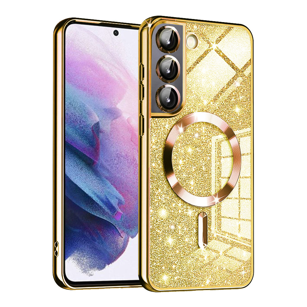 Калъф MagSafe за Samsung Galaxy S22 5G S901, Techsuit, Luxury Glitter, Златист
