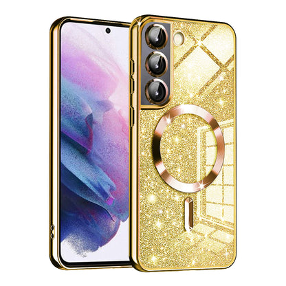 Калъф MagSafe за Samsung Galaxy S22 5G S901, Techsuit, Luxury Glitter, Златист