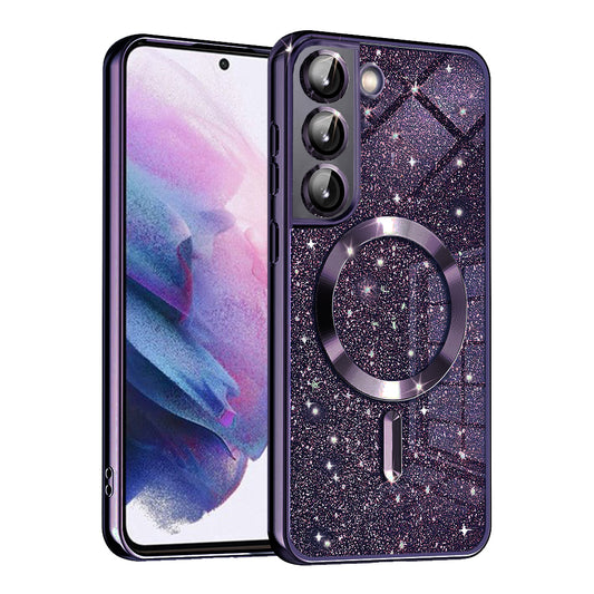 Калъф MagSafe за Samsung Galaxy S22 5G S901, Techsuit, Luxury Glitter, Тъмно лилав