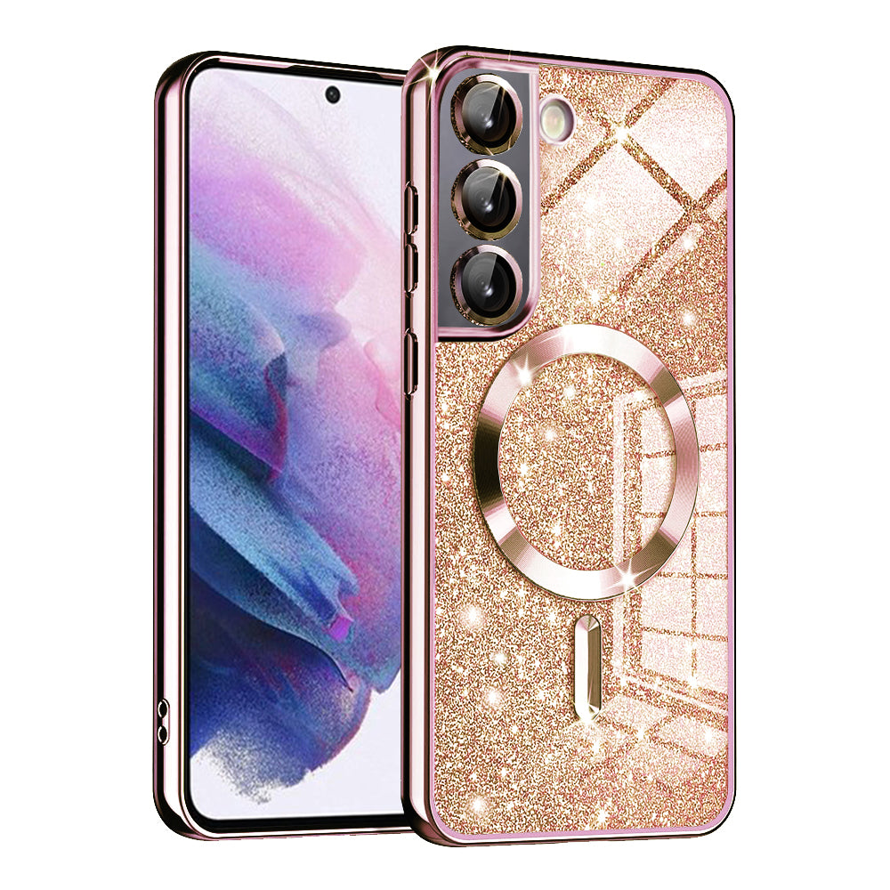 Калъф MagSafe за Samsung Galaxy S22 5G S901, Techsuit, Luxury Glitter, Розово злато