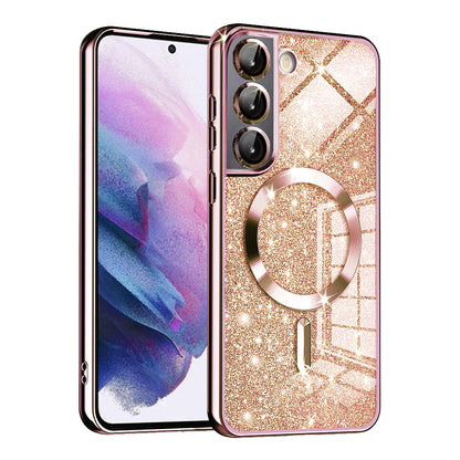 Калъф MagSafe за Samsung Galaxy S22 5G S901, Techsuit, Luxury Glitter, Розово злато