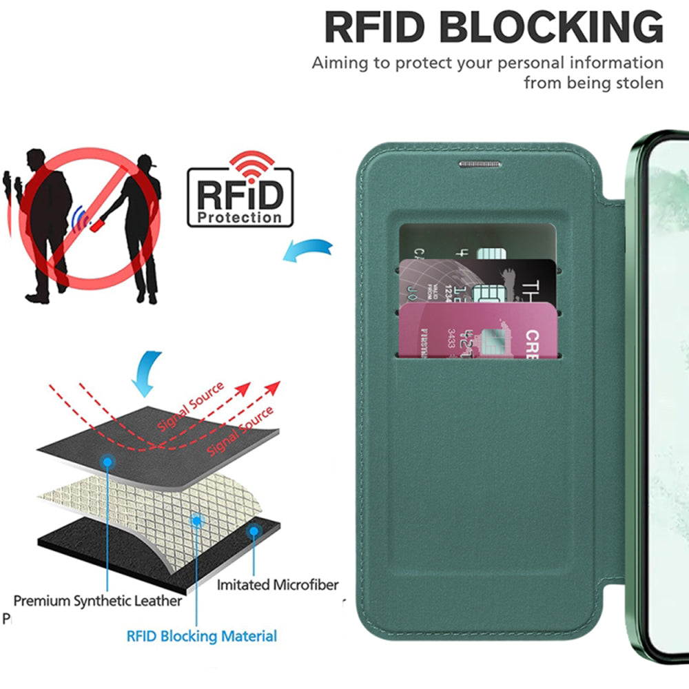 MagSafe Case for Samsung Galaxy S22+ 5G S906, Techsuit, SmartMag Book, Green