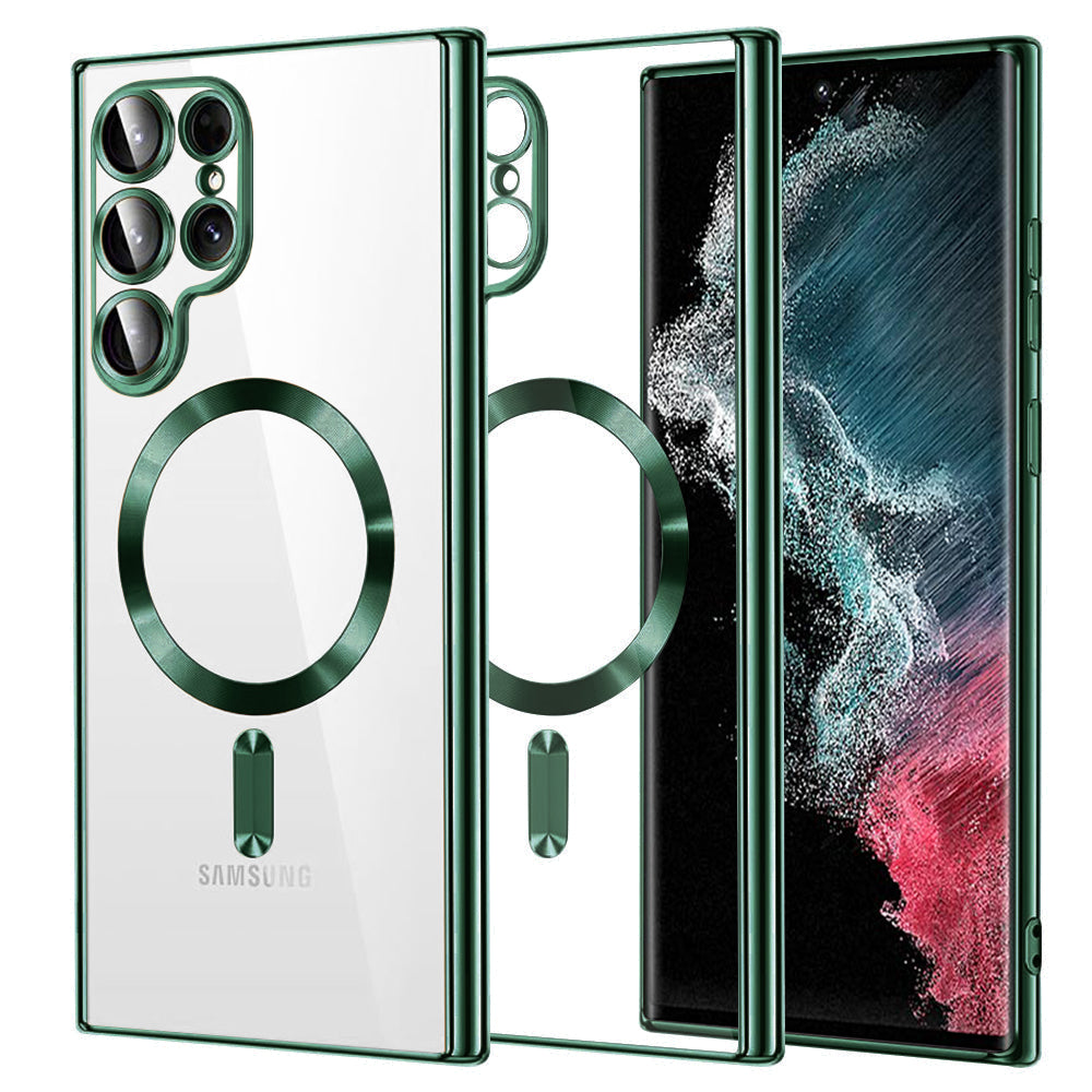 Калъф MagSafe за Samsung Galaxy S22 Ultra 5G S908, Techsuit, Luxury Crystal, Тъмнозелен