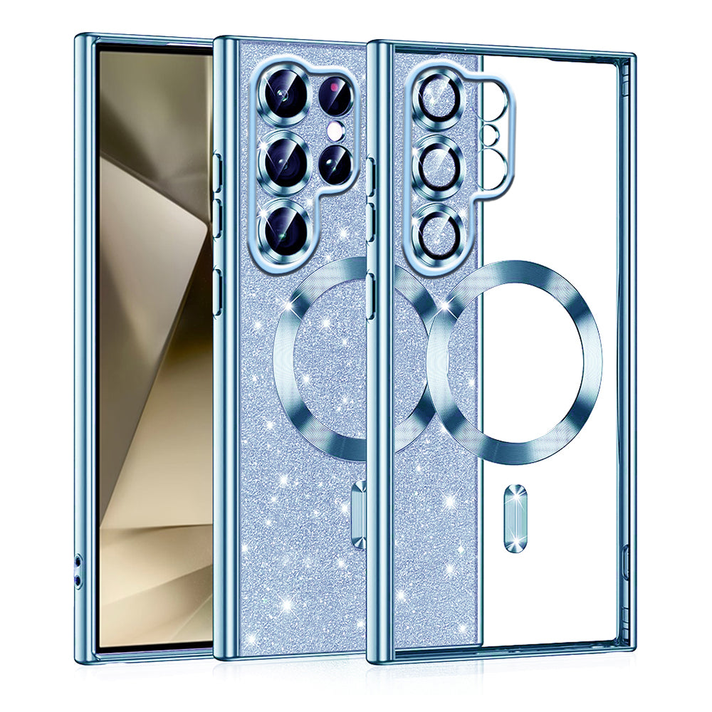 Калъф MagSafe за Samsung Galaxy S22 Ultra 5G S908, Techsuit, Luxury Glitter, Bleu
