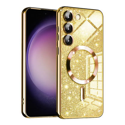 MagSafe Case for Samsung Galaxy S23+ S916, Techsuit, Luxury Glitter, Gold