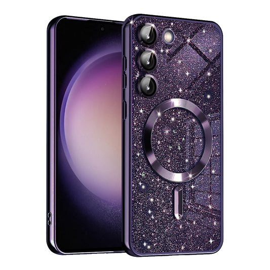 Калъф MagSafe за Samsung Galaxy S23+ S916, Techsuit, Luxury Glitter, Тъмно лилав