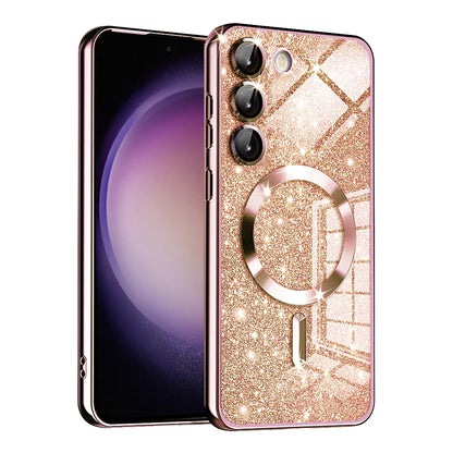 Калъф MagSafe за Samsung Galaxy S23+ S916, Techsuit, Luxury Glitter, Розово злато