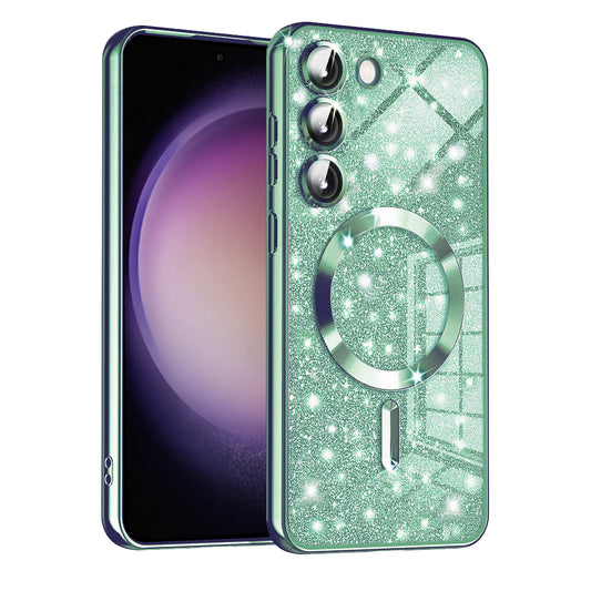 Калъф MagSafe за Samsung Galaxy S23+ S916, Techsuit, Luxury Glitter, Светлозелен