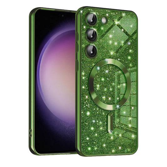 Калъф MagSafe за Samsung Galaxy S23+ S916, Techsuit, Luxury Glitter, Тъмнозелен