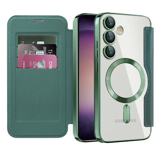 Калъф MagSafe за Samsung Galaxy S23+ S916, Techsuit, SmartMag Book, Зелен