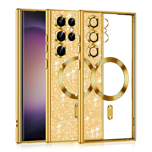Калъф MagSafe за Samsung Galaxy S23 Ultra S918, Techsuit, Luxury Glitter, Златист