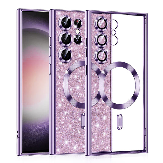 Калъф MagSafe за Samsung Galaxy S23 Ultra S918, Techsuit, Luxury Glitter, Светло лилав