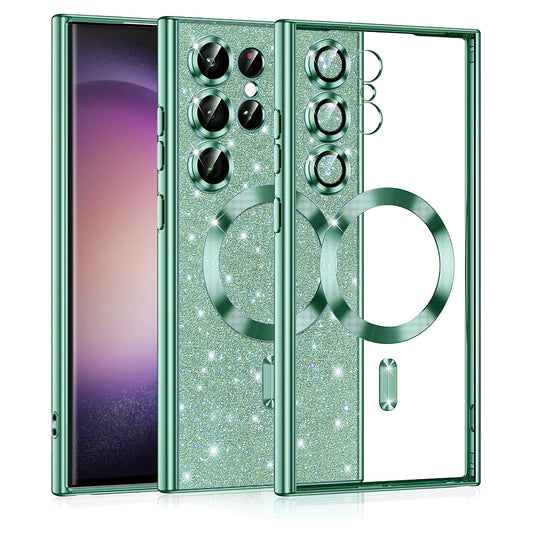 Калъф MagSafe за Samsung Galaxy S23 Ultra S918, Techsuit, Luxury Glitter, Светлозелен
